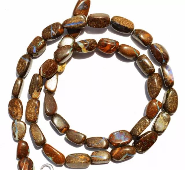 135Cts. Natural Gem Australian Boulder Opal Flashy Fire Nugget Bead Necklace 17"