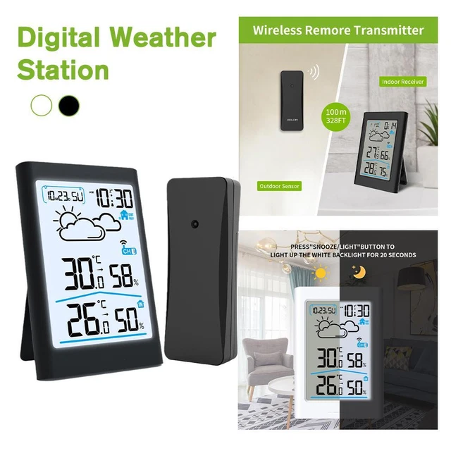 Digatar Weather System DIGITAL WEATHER STATION Indoor Outdoor Hygrometer Thermometer Wireless ...