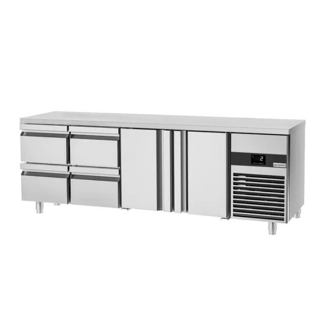 Kühltisch PREMIUM - 2300x700mm - mit 2 Türen & 4 Schubladen | GGM Gastro
