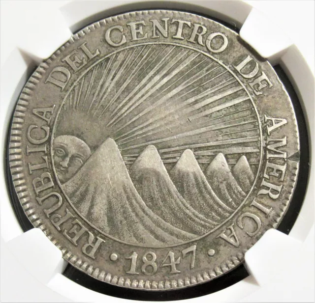 Guatemala Central American Republic 8 Reales 1847 NG-A AU Details (Test Cut) NGC