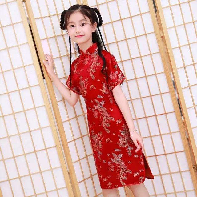 Chinese Style Dress Girls Cheongsam Girls Skirt Kids Traditional Dress Qipao
