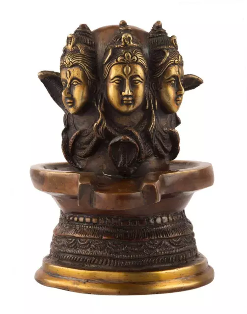 LORD SHIVA THREE Face Shivling God Large Idol Brass Statue Figurine ...