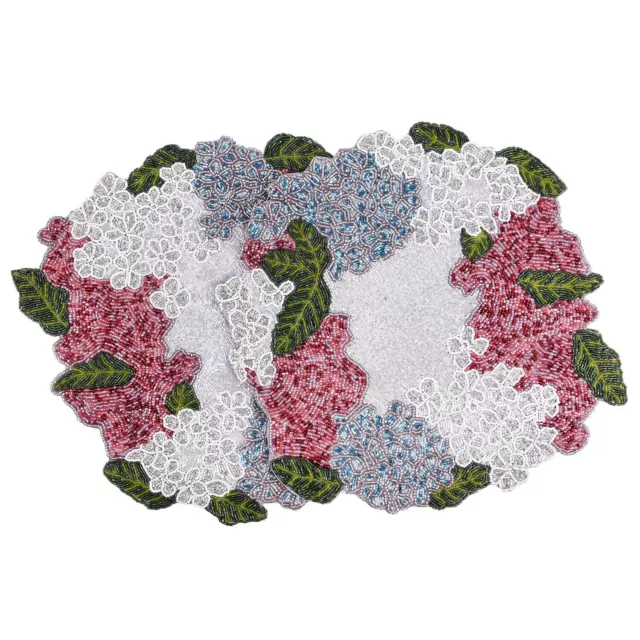 [SET OF 2] 14" Beaded Placemats, Round Placemats Charger Table Mats, LILAC BLOOM