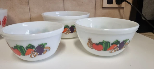 VINTAGE JAJ PYREX Set Of 3 Vegetables Mixing Bowls VGC $95.00 - PicClick AU