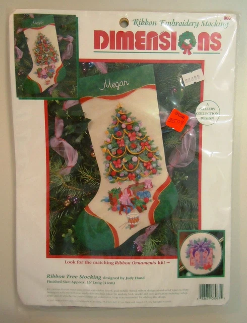 CHRISTMAS TREE WITH Ribbons - Stocking ~ Dimensions Embroidery KIT ...