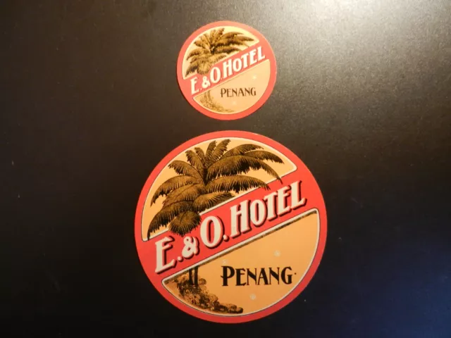 *LOT of TWO (2) E. & O. HOTEL in PENANG, MALAYSIA* VINTAGE HOTEL/LUGGAGE LABELS.