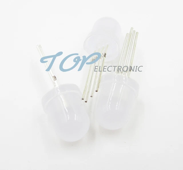 50-Pack PL9823 F8 8mm Round RGB LED Chips - Indoor Full Color Lighting Diodes