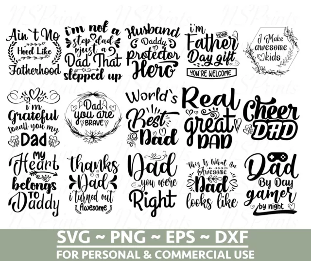 55 MEGA Father's Day SVG Bundle, Dad SVG, Best Dad SVG, Whiskey Label, Daddy Svg