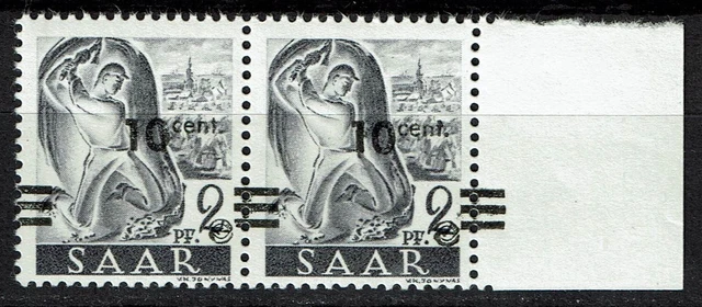 Saarland 226 II mit verschobenem Aufdruck, postfrisch, Mi. -,60