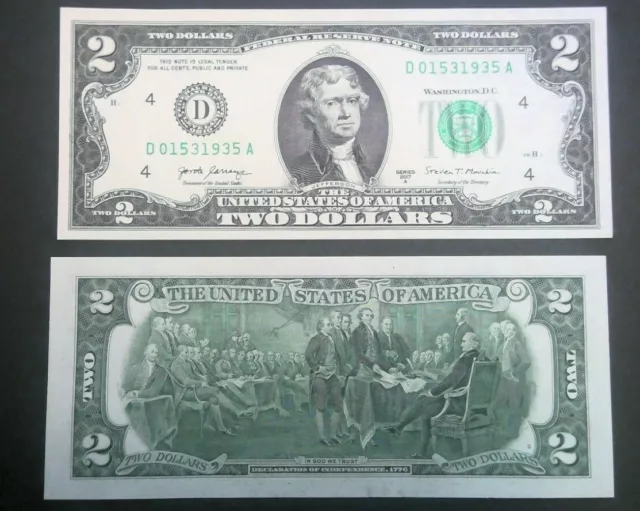 2017-A $2 Note Cleveland Federal Reserve Two Dollar Note in Protective Sleeve