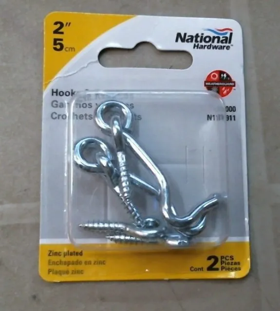 National Hardware N117-911 Zinc Plated 2" Hook & Eyes, FREE SHIPPING