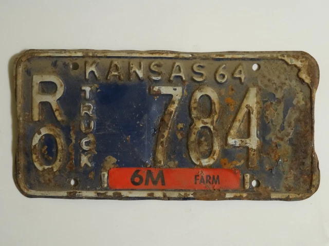 1964 Kansas RO TRUCK 784 License Plate / American Number Plate