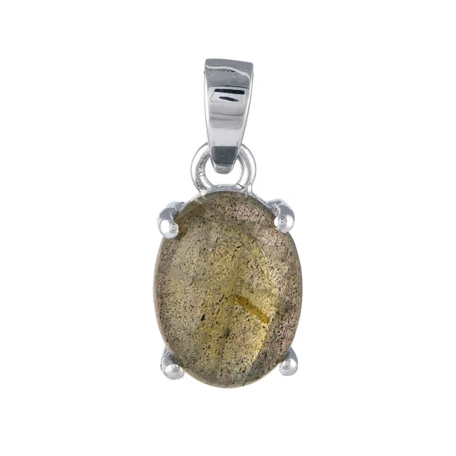 Bijoux pendentif cabochon en labradorite semi-précieuse en argent sterling...