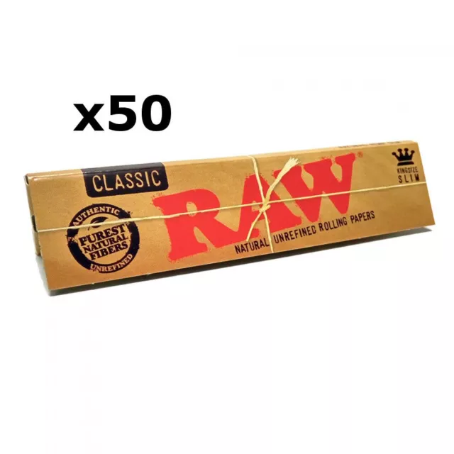 RAW CLASSIC KING SIZE Slim 110mm Natural Unrefined Rolling Papers 1 5 10 25 50