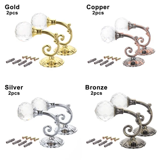 European Style Curtain Holdbacks Metal Crystal Hooks Hanger Wall Tie Backs