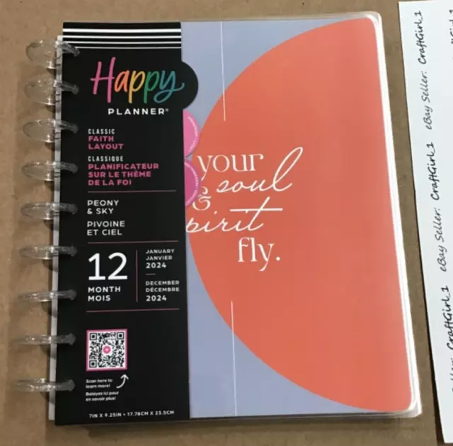 NEW! HAPPY PLANNER 2024 “PEONY & SKY” Classic FAITH Layout 12 Month
