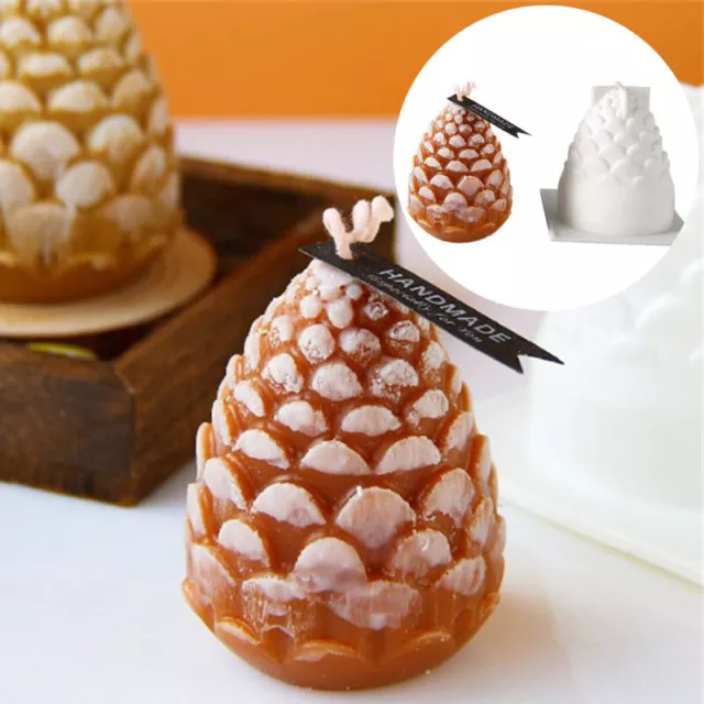 3D Xmas Cake Making Mould Pine Cone Mold Tool DIY Candle Wax Silicone