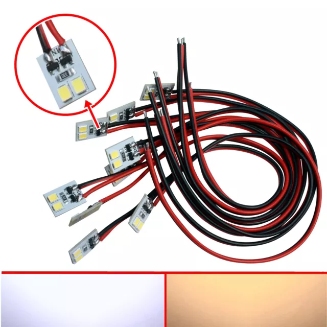 10 Stück 8V 16V Mini LED Hausbeleuchtung mit Kabel warmweiß Häuser Gebäude weiß