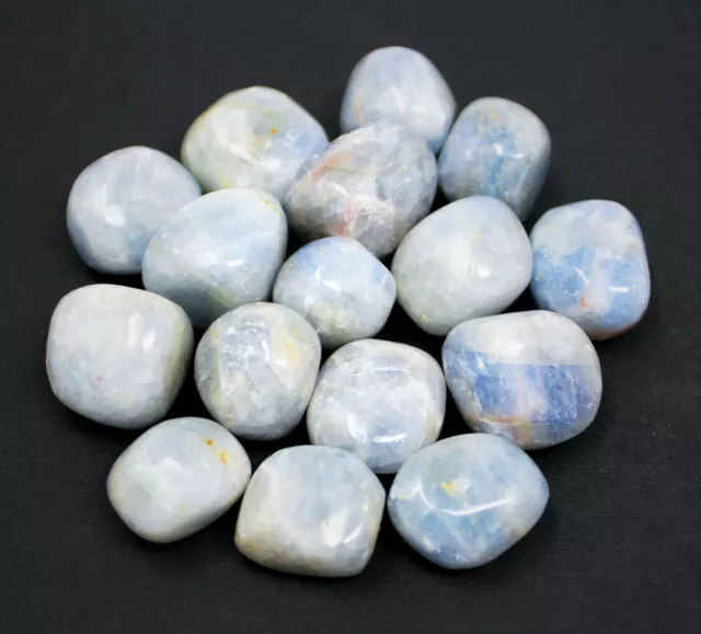 Bulk 4 oz (1/4 lb) Blue Calcite Tumbled Stones, Medium (Crystal Healing Reiki)