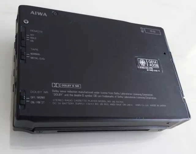 Aiwa HS-RX 705 Walkman Stereo Radio Cassette Player Schwarz mit Zubehör Sammler 3