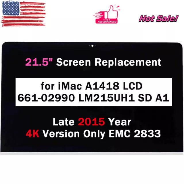 for iMac A1418 LCD Display 661-02990 LM215UH1 SD A1 Late 2015 Year 4K EMC 2833