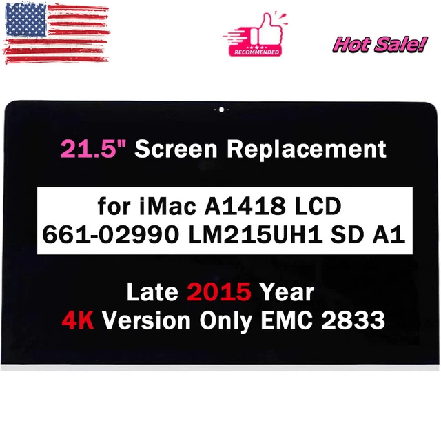 for iMac A1418 LCD Display 661-02990 LM215UH1 SD A1 Late 2015 Year 4K EMC 2833