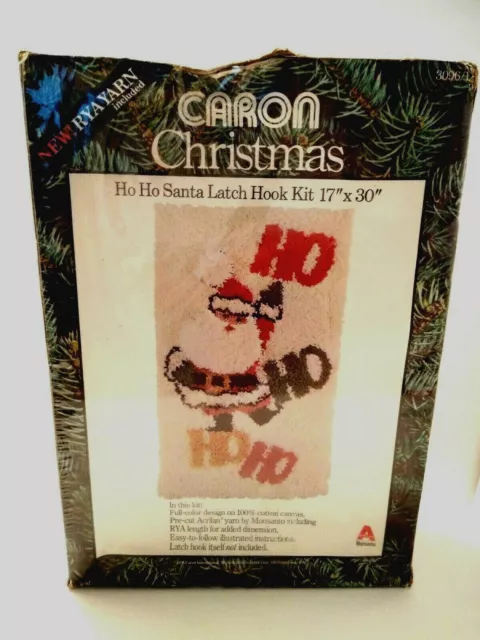 CARON Christmas HO HO Santa Latch Hook Wall Hanging Kit -17" x 30" #3096/1