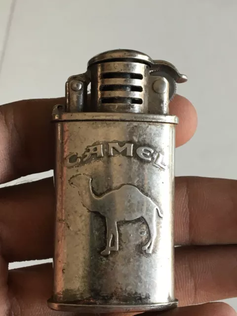 VINTAGE OLD CAMEL TRENCH Cigarette Lighter SILVER COLOR COLLECTIBLE