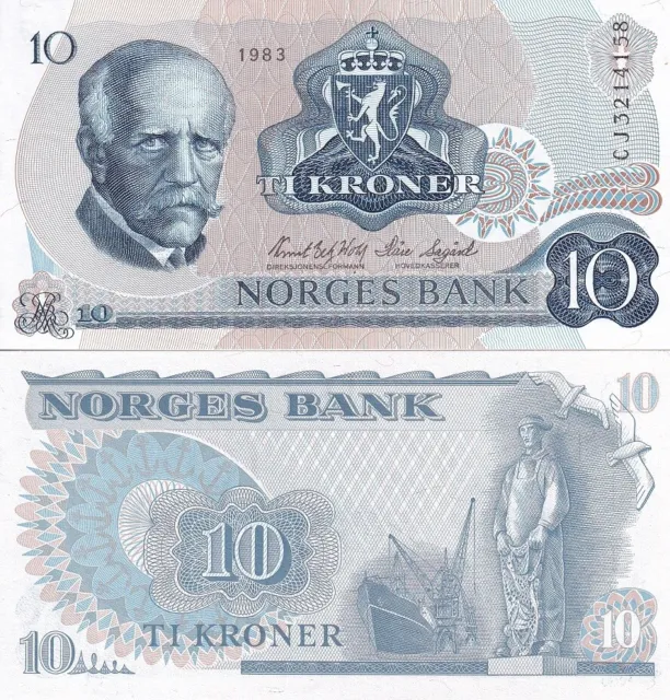 Norway 10 Kroner 1983 P 36 c UNC