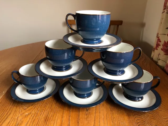 6 Denby Boston Tea Cups & Saucers