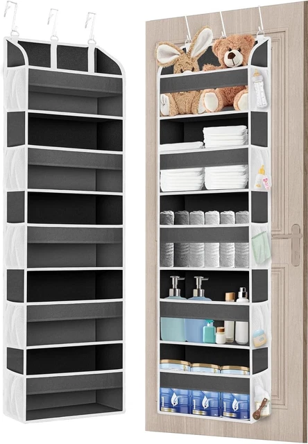 Hängeregal Mit 26 Taschen – über Tür Oder Schrank, Grau, Für Kleidung & Schuhe, Platzsparend