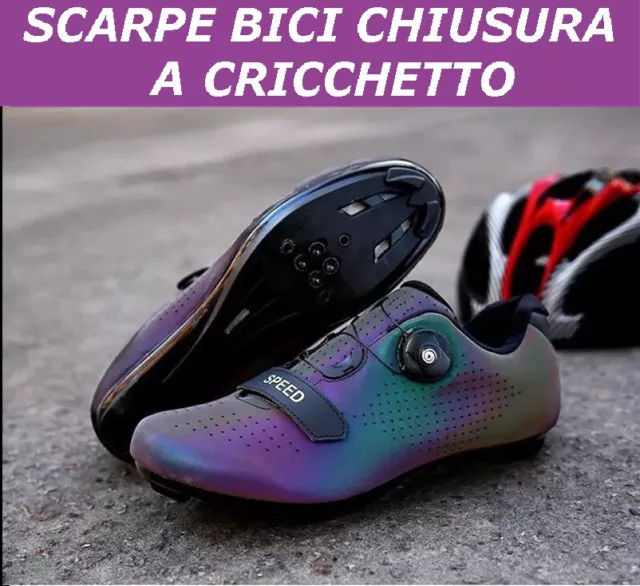 scarpe ciclismo bici corsa mtb chiusura cricchetto 42 44 look keo/ shimano spd