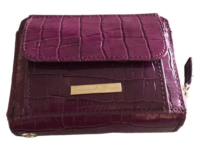 NWT samantha Brown purple wristlet wallet alligator print