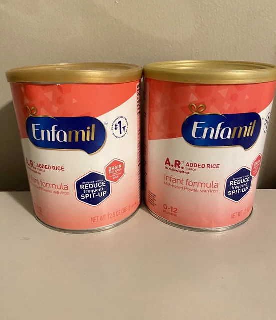 2 PACK ENFAMIL AR Infant Formula Powder Added Rice 12.9 oz Milk Based