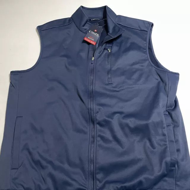 CHAPS Full Zip Golf Sleeveless Fleece Lined Vest NAVY Jacket Mens 2XL NWT $65