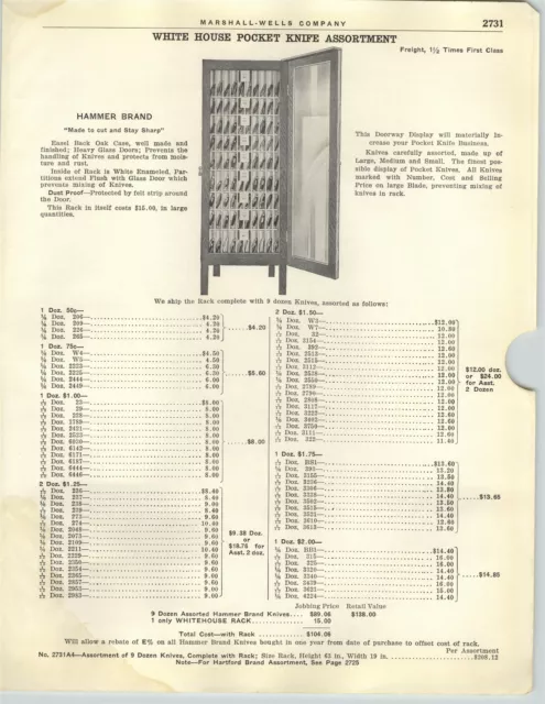 1928 PAPER AD Hammer Brand Pocket Knife Knives Store Counter Display Board COLOR 2