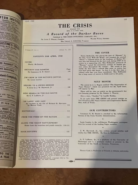 Crisis a Record of the Darker Races Magazine Cover Hattie McDaniels April 1940 2