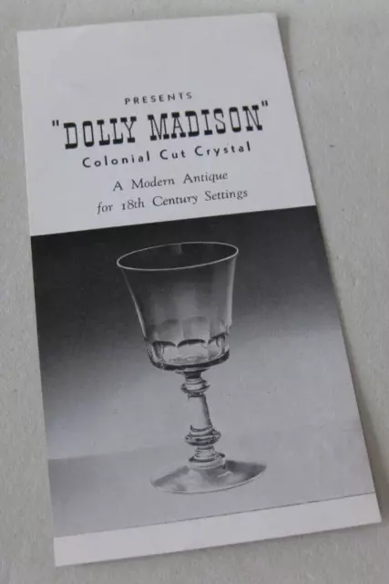 FOSTORIA GLASS #786 DOLLY MADISON 2 Sided Leaflet Illustrated 1939-73