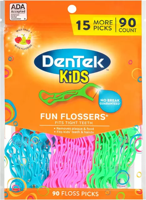 Kids Fun Flossers, Wild Fruit, 90 Count