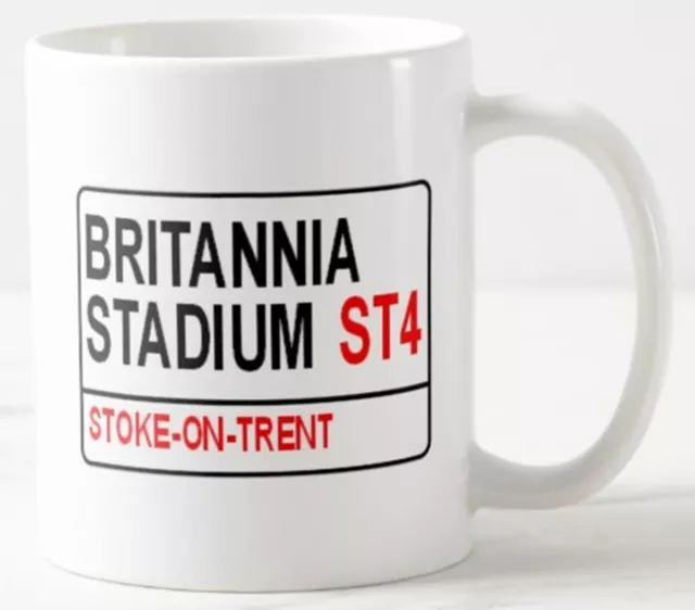 BRITANNIA STADIUM london street sign MUG stoke city football gift mugs