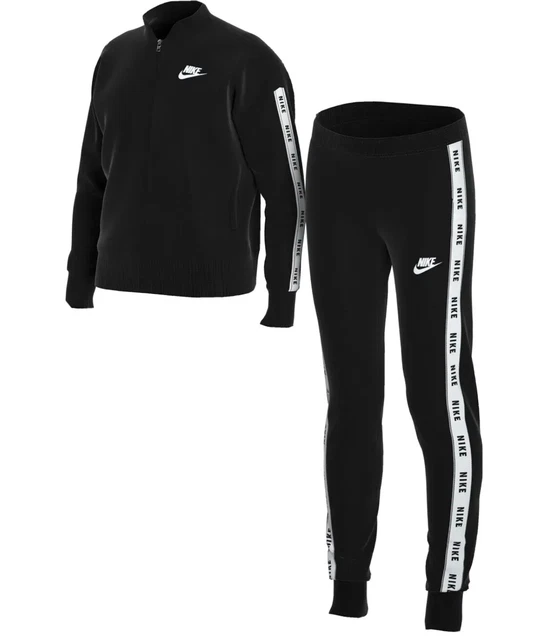 Giacca tuta Nike Ragazze Cerniera Piena Maglia NFS Fondi Pantaloni Nero Bianco 13-15