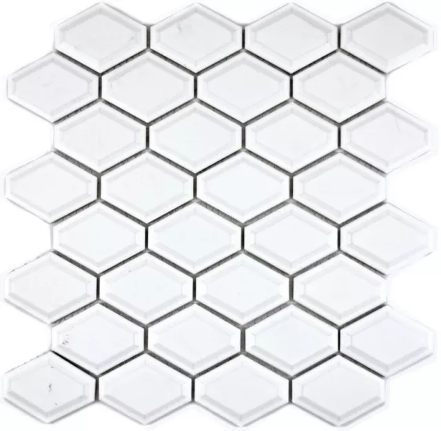 Mosaik Fliese Keramik Diamant Metro weiß glänzend Küche Bad 13MD-0101_b | 1Matte