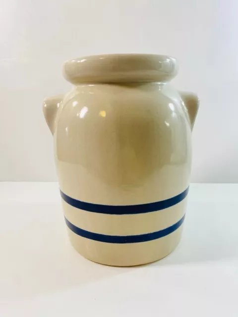 Roseville Ohio Pottery Blue Striped Crock - USA - 032124