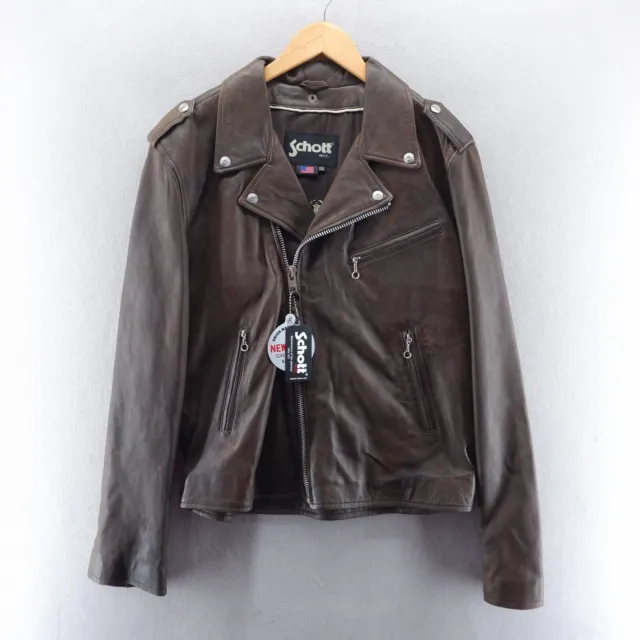 Schott NYC Womens Leather Jacket XXL Brown Perfecto Biker Motorbike BNWT RRP£599