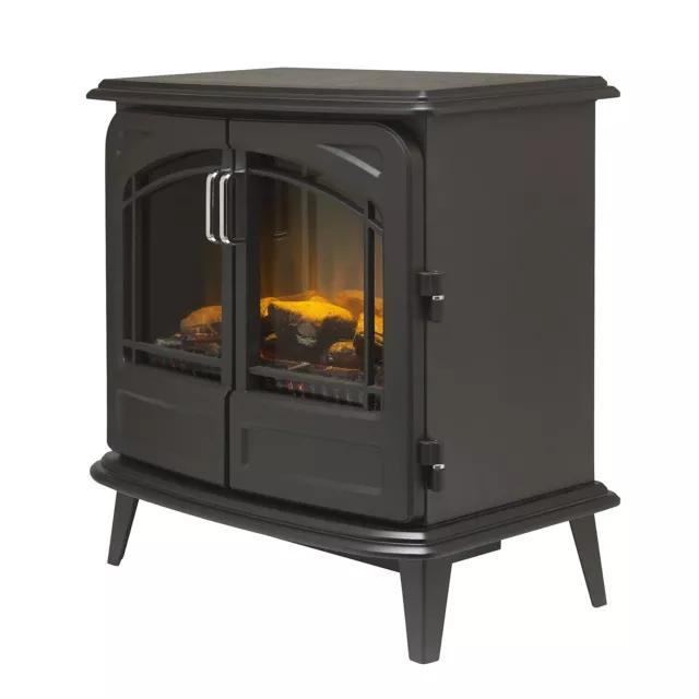 Dimplex Electric Stove Heater Fire Classic Style Log Effect Black Matt LED 2kW