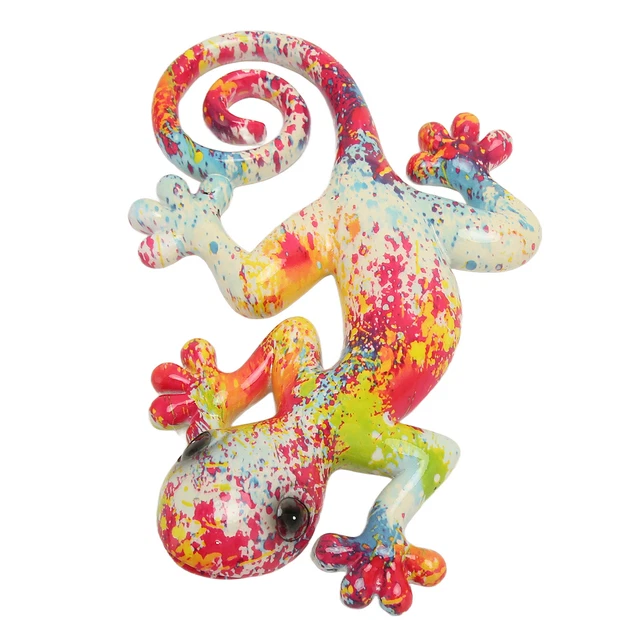 (LM9001A-3)Eidechsen-Kunst-Wandskulptur Handbemaltes 3D-Design