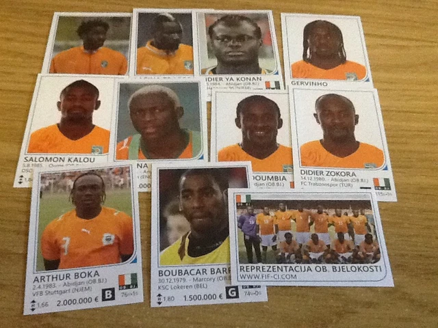 11 x Ivory Coast Rafo World Cup Brazil 2014 football stickers - all different
