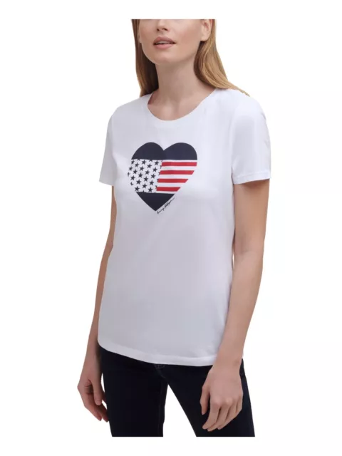 TOMMY HILFIGER Womens White Graphic Short Sleeve Crew Neck T-Shirt XXL