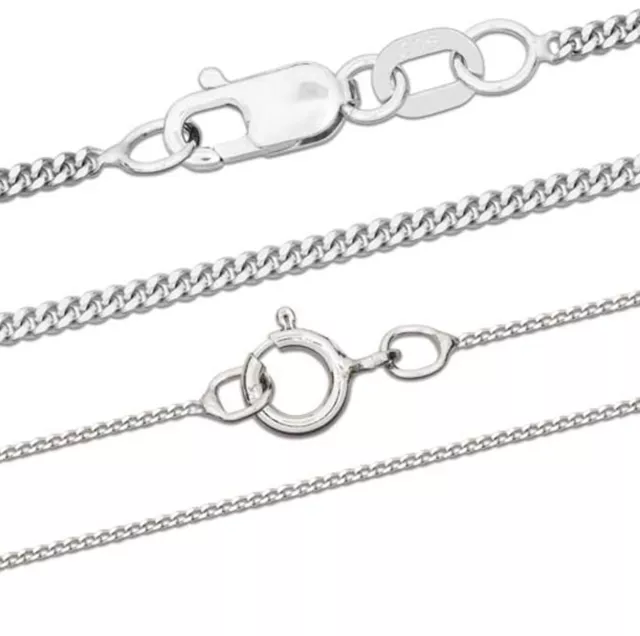 9ct White Gold Diamond Cut Curb Jewellery Chain 16-20" Necklace