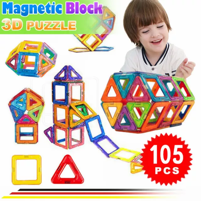 105tlg Blocks Magnetic Building Magnetische Bausteine Blöcke Kinder Spielzeug DE 3